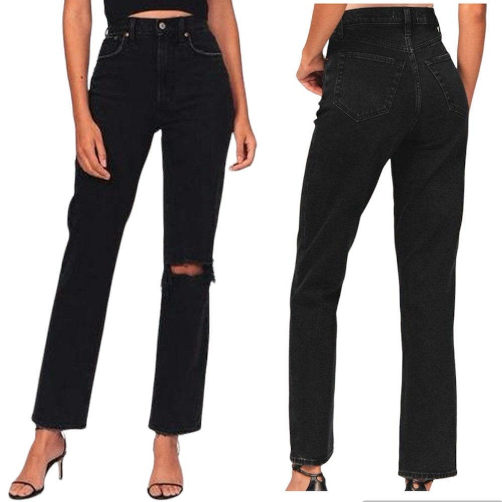 Abercrombie & Fitch Black 90s Straight Ultra High Rise Jeans 24 00 R Regular